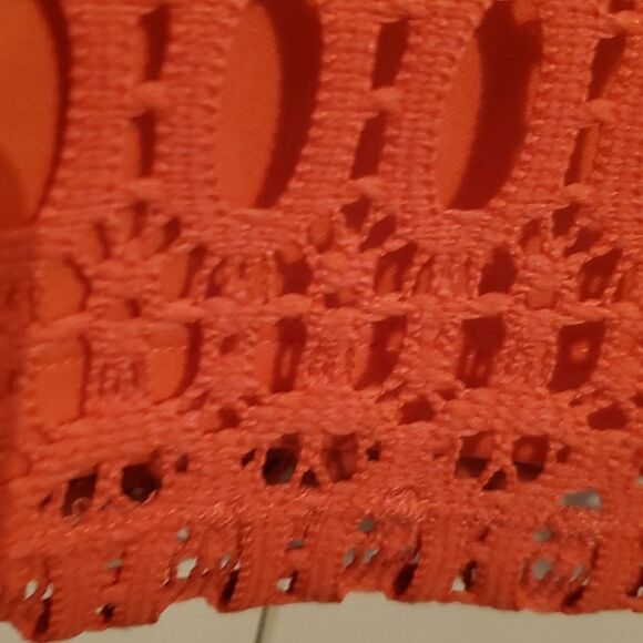 Beautiful Madison Leigh Coral Lace Overlay Midi Dress Size 6 - Picture 4 of 8